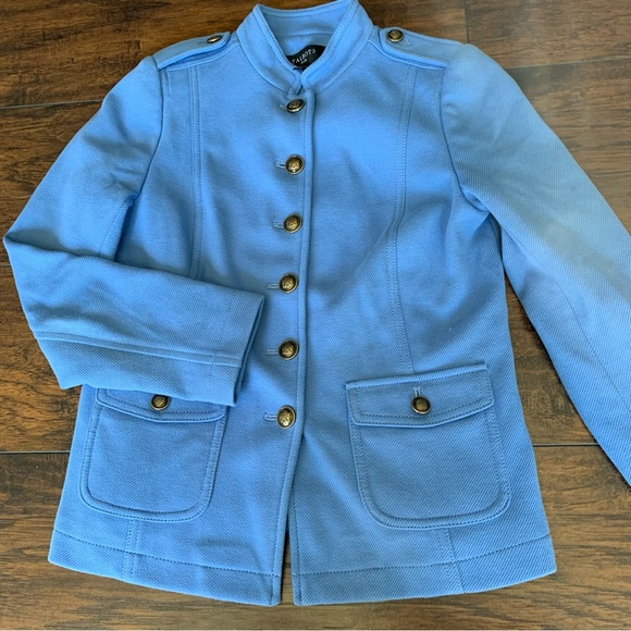 Talbots | Blue KNIT BAND Blazer JACKET - Picture 5 of 13